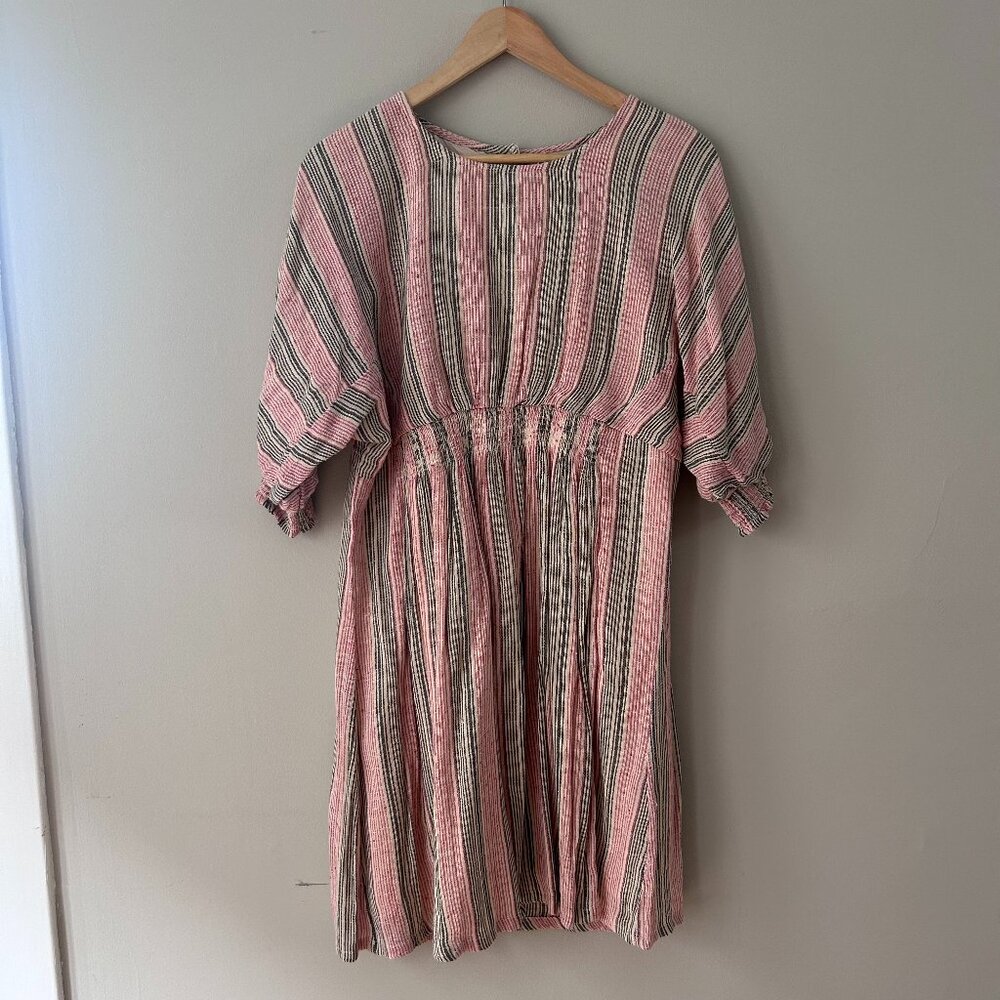 THML Red & Black Striped Elastic Waist Dress